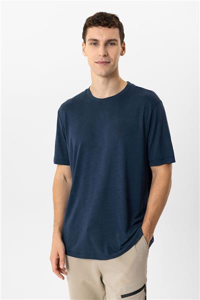 Lacivert Regular Fit Bisiklet Yaka Tişört