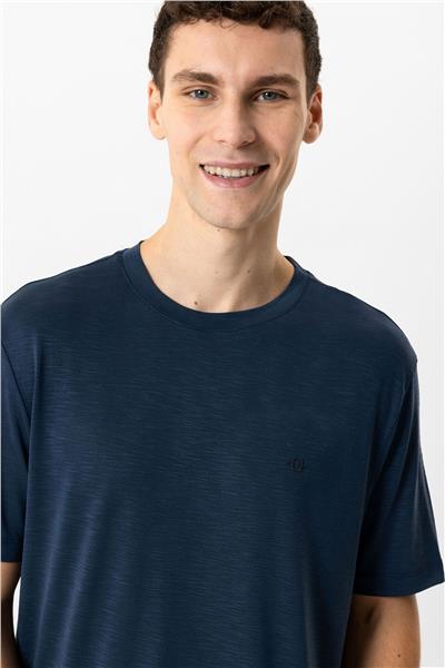 Lacivert Regular Fit Bisiklet Yaka Tişört