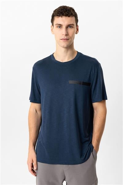 Lacivert Regular Fit Bisiklet Yaka Tişört