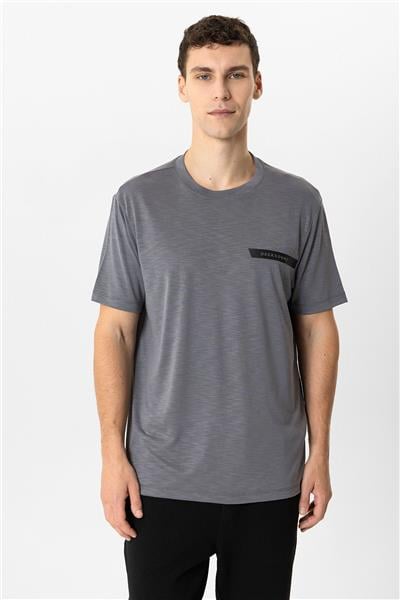 Antrasit Regular Fit Bisiklet Yaka Tişört