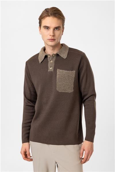 Regular Fit Gömlek Yaka Triko Kazak