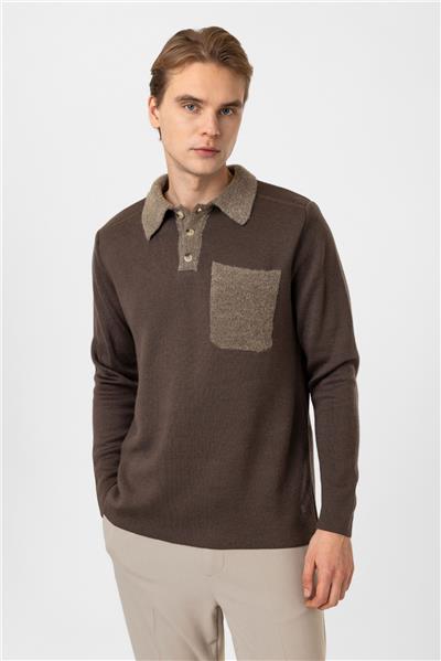 Regular Fit Gömlek Yaka Triko Kazak