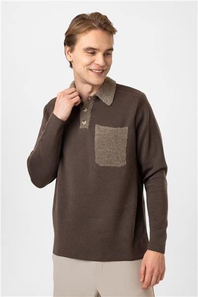 Regular Fit Gömlek Yaka Triko Kazak