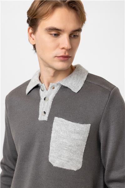 Regular Fit Gömlek Yaka Triko Kazak