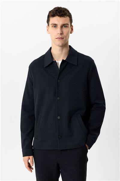 Lacivert Regular Fit Gömlek Yaka Mont