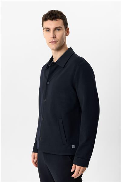 Lacivert Regular Fit Gömlek Yaka Mont