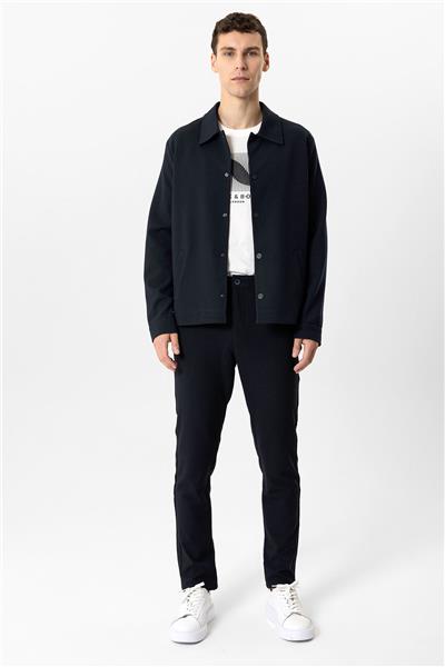 Lacivert Regular Fit Gömlek Yaka Mont