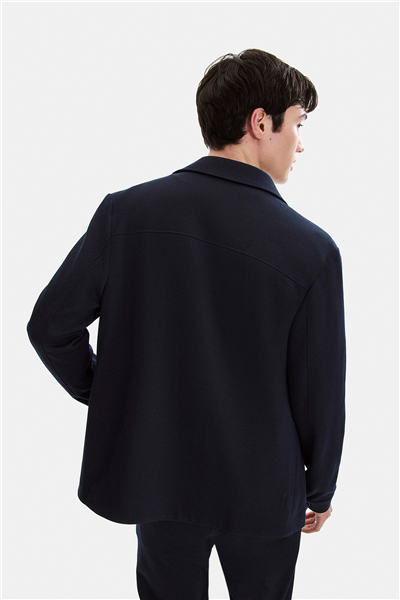 Lacivert Regular Fit Jakarlı Diagonel Mont