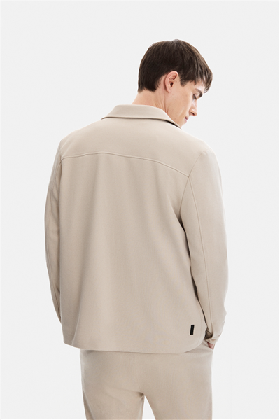 Bej Regular Fit Jakarlı Diagonel Mont