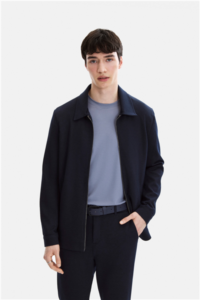 Lacivert Regular Fit Jakarlı Diagonel Mont