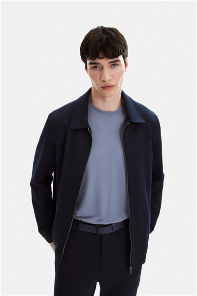 Lacivert Regular Fit Jakarlı Diagonel Mont