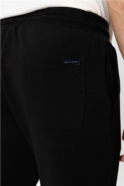 Siyah Regular Fit Beli Bağcıklı Jogger Pantolon