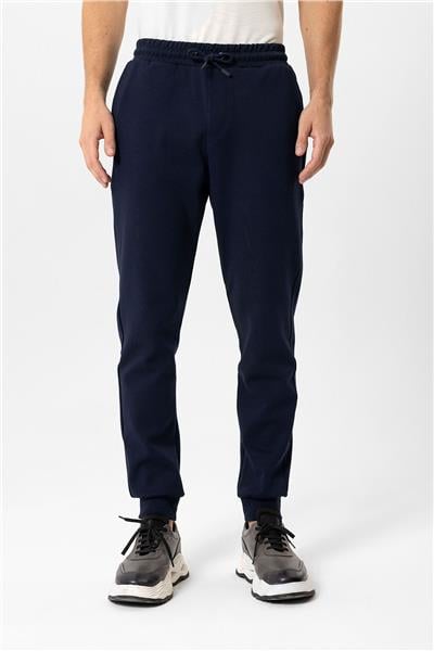 Lacivert Regular Fit Beli Bağcıklı Jogger Pantolon