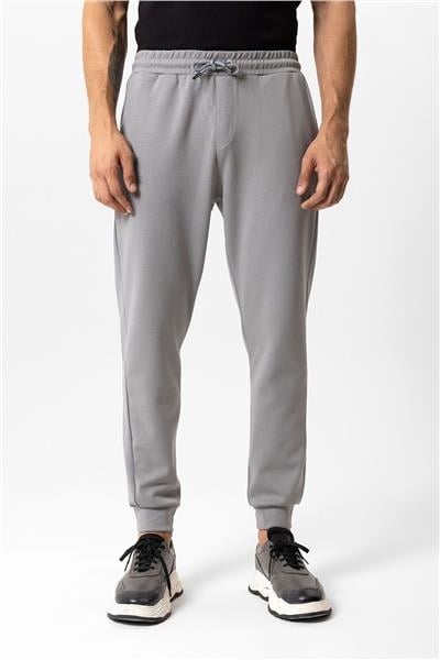 Gri Regular Fit Beli Bağcıklı Jogger Pantolon