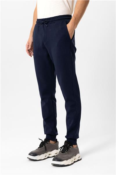 Lacivert Regular Fit Beli Bağcıklı Jogger Pantolon
