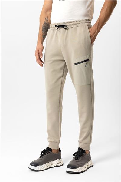 Koyu Bej Regular Fit Beli Bağcıklı Jogger Pantolon