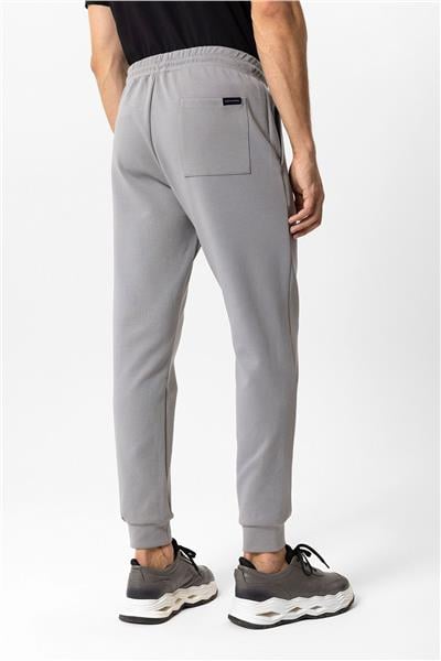 Gri Regular Fit Beli Bağcıklı Jogger Pantolon