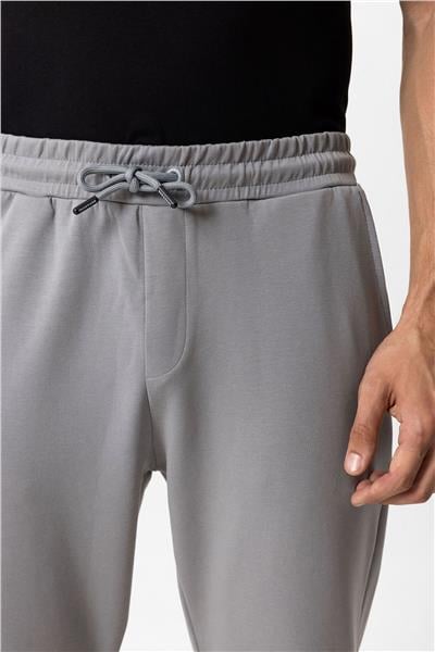 Gri Regular Fit Beli Bağcıklı Jogger Pantolon