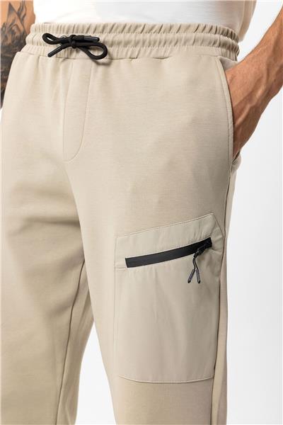 Koyu Bej Regular Fit Beli Bağcıklı Jogger Pantolon