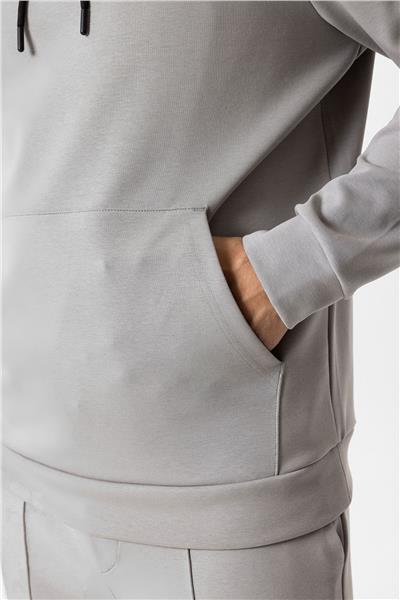 Açık Gri Regular Fit Pamuklu Kapüşonlu Sweatshirt