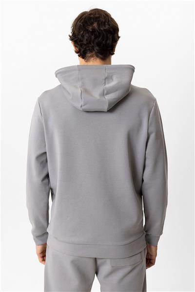 Gri Regular Fit Pamuklu Kapüşonlu Kanguru Sweatshirt