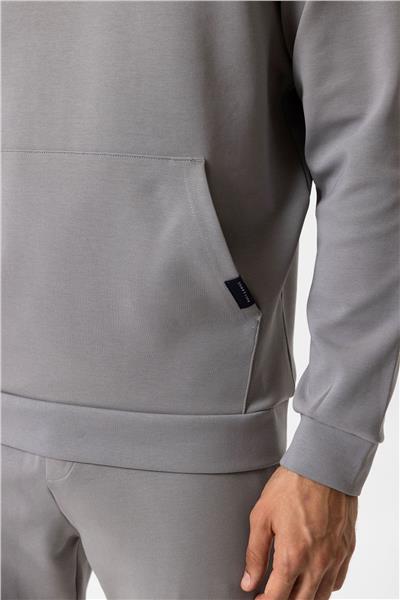 Gri Regular Fit Pamuklu Kapüşonlu Kanguru Sweatshirt