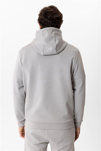 Açık Gri Regular Fit Pamuklu Kapüşonlu Sweatshirt