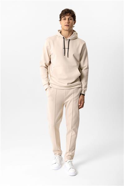 Bej Regular Fit Pamuklu Kapüşonlu Sweatshirt