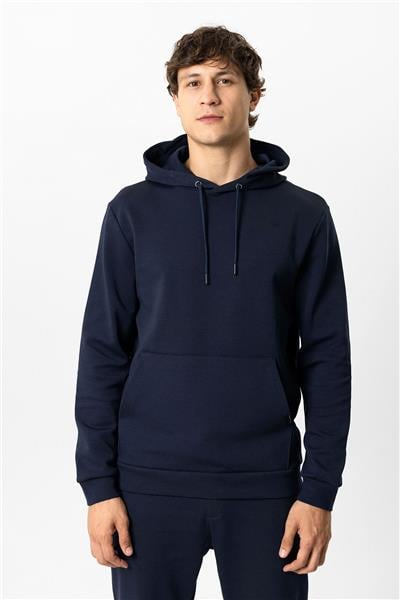 Lacivert Regular Fit Pamuklu Kapüşonlu Kanguru Sweatshirt