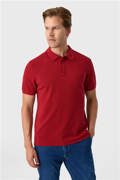 Regular Fit Kırmızı Polo Yaka Tişört