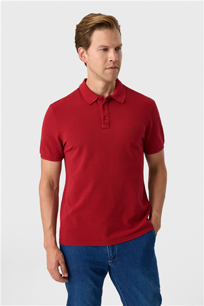 Regular Fit Kırmızı Polo Yaka Tişört