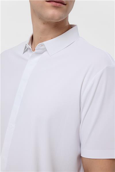 Beyaz Regular Fit Kısa Kollu Gömlek