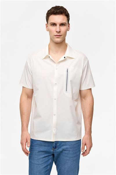 Beyaz Regular Fit Kısa Kollu Gömlek