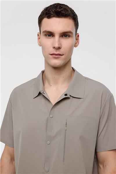 Gri Regular Fit Kısa Kollu Gömlek