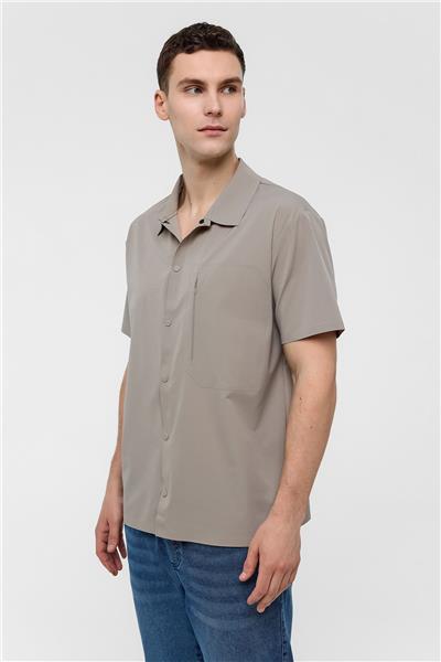 Gri Regular Fit Kısa Kollu Gömlek