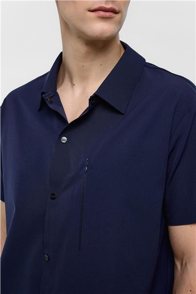 Lacivert Regular Fit Kısa Kollu Gömlek
