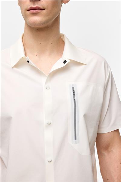 Beyaz Regular Fit Kısa Kollu Gömlek
