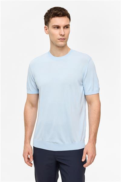 Mavi Regular Fit Triko Bisiklet Yaka Tişört