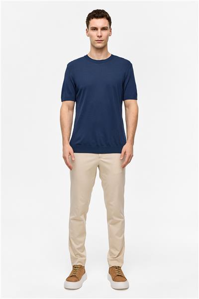 Lacivert Regular Fit Triko Bisiklet Yaka Tişört
