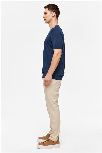 Lacivert Regular Fit Triko Bisiklet Yaka Tişört