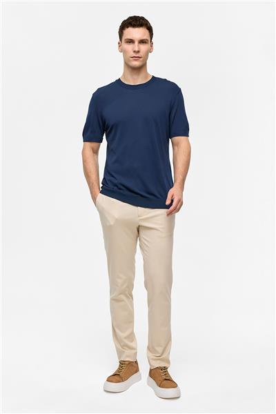 Lacivert Regular Fit Triko Bisiklet Yaka Tişört