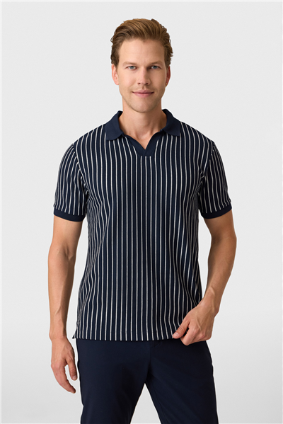 Regular Fit Lacivert Düğmesiz Polo Yaka Tişört