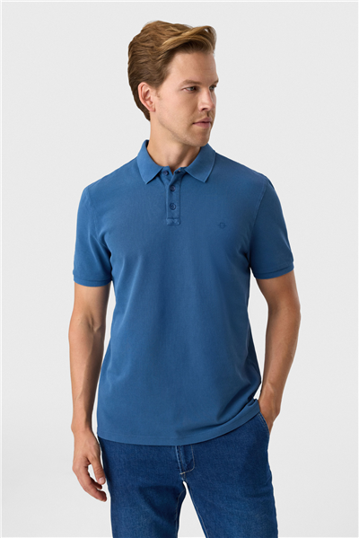 Regular Fit Mavi Polo Yaka Tişört