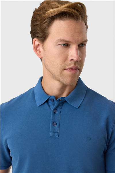 Regular Fit Mavi Polo Yaka Tişört