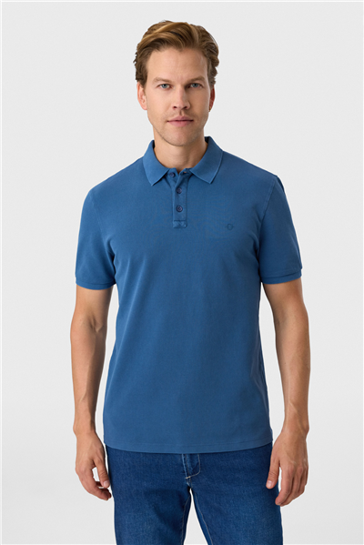 Regular Fit Mavi Polo Yaka Tişört