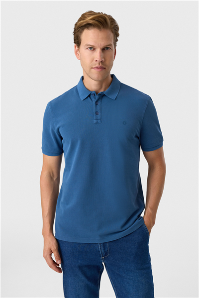Regular Fit Mavi Polo Yaka Tişört