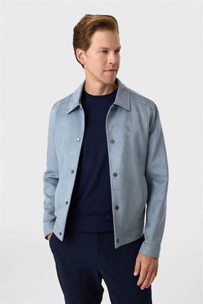 Regular Fit Mavi Süet Mont