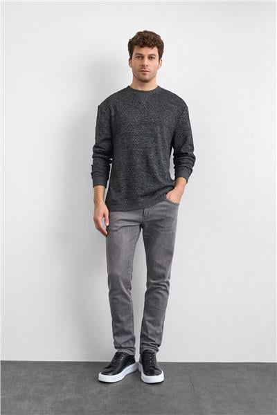 Siyah Regular Fit Bisiklet Yaka Sweatshirt