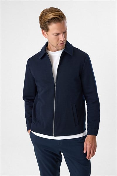 Lacivert Regular Fit Örme Diagonel Mont 