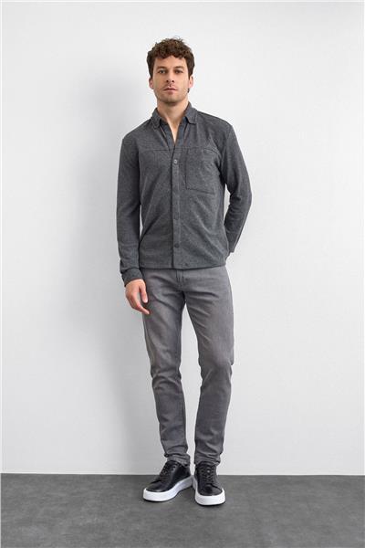 Antrasit Regular Fit Örme Gömlek